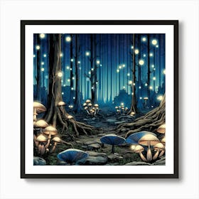 Mystical Mushroom Forest 2 Art Print