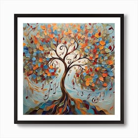 "The Melodic Tree: This painting embodies the convergence of art, nature, and music in a unique artistic experience. 1 Art Print