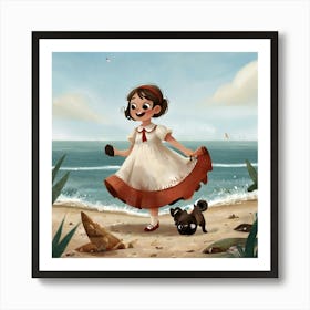 Little Girl On The Beach Art Print