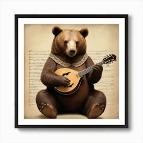 Mandolin Bear Art Print 1 Art Print