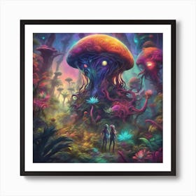 Imagination, Trippy, Synesthesia, Ultraneonenergypunk, Unique Alien Creatures With Faces That Looks (10) Art Print