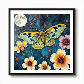 Butterfly And Flowers 3 Art Print