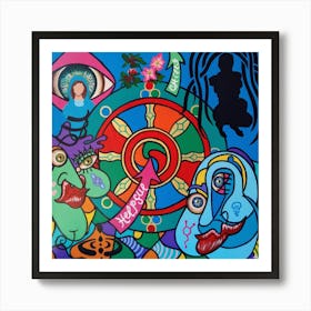 Abstract Figurative / Zodiac Sign Virgo / 40x40cm Art Print