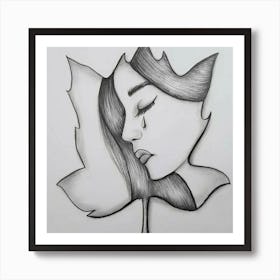 Pencil Drawing Of A Girl Art Print