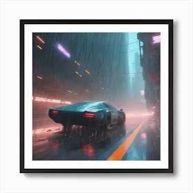 Car In The Rain 1 Art Print