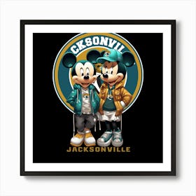 Mickey And Minnie Jacksonville Jaguars Art Print