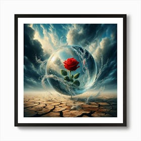 Rose In The Water Art Print