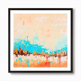 Abstract Beach Cityscape Skyline Painting Art Print