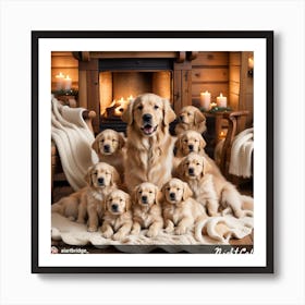 Golden Retriever Family Portrait Art Print