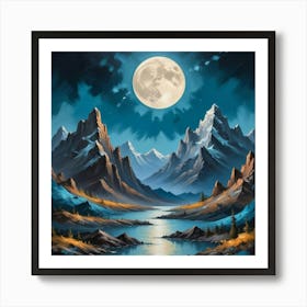 Moon Mountains Art Print 1 Art Print