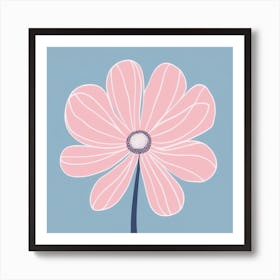 A White And Pink Flower In Minimalist Style Square Composition 453 Art Print