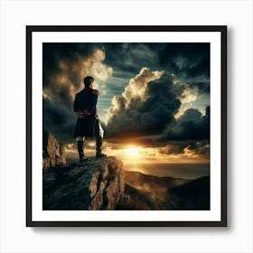 Man Standing On A Cliff Art Print