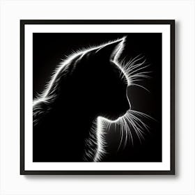 Silhouette Of A Cat Art Print