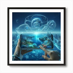 Futuristic Hand Holding Smartphone Art Print