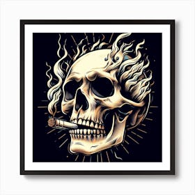 Skull With Cigarette 1 Art Print