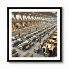 A Detailed Scene Depicting The Barracks Of The Martian Dominion Art Print