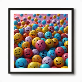 Happy Smiley Balls Art Print