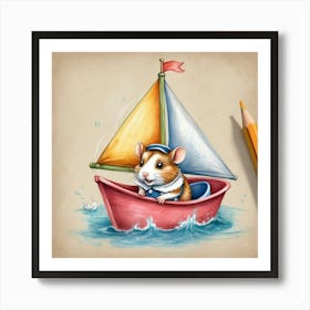 Hamster In A Boat 3 Art Print