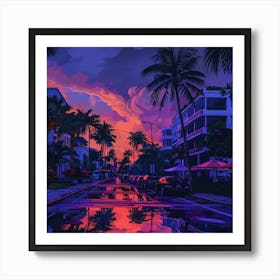 Sunset In Miami 5 Art Print