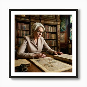 The Elderly Lady Librarian 007 Art Print