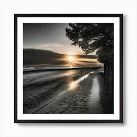 Sunset On The Beach 1025 Art Print