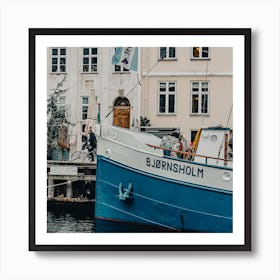 The Blue Boat In Kopenhagen Art Print