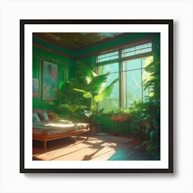 Green Bedroom Art Print