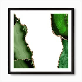 Green & Gold Agate Texture 21 Art Print