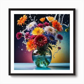 Colorful Flowers In A Vase 20 Art Print