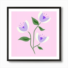 Flowers On A Pink Background Art Print