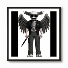 Skeleton With Wings Art Print