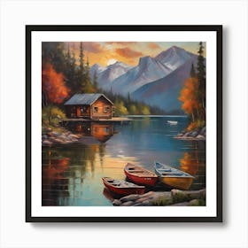 Cabin On The Lake Art Print