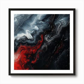 Abstract Black And Red Painting Art Print