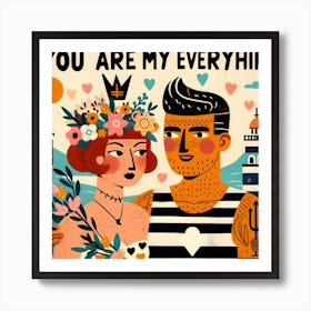 You Are My Everything - Couple Lovers In Tattoo Art Print