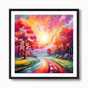 Autumn Road Art Print