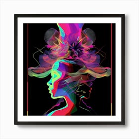 Abstract, Double Face, Blue, Red, Purple, artwork print, "The Adventure" Art Print