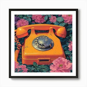 Orange Telephone Art Print