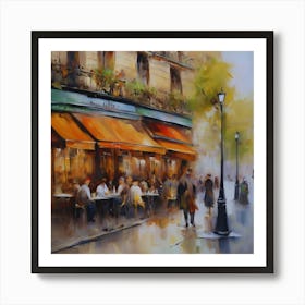 Cafe in Paris.spring season. Passersby. The beauty of the place. Oil colors.8 Art Print