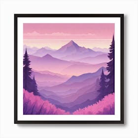 Misty mountains background in purple tone 96 Art Print