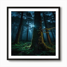 Forest At Night Art Print