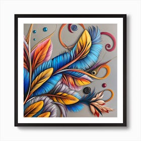 Colorful Feathers 15 Art Print