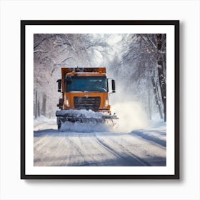 Snow Plow Driving In The Snow 2 Art Print