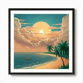 Sunset At The Beach 6 Art Print