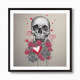 Skull And Roses Art Print