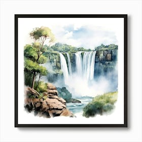 Watercolor Waterfall 5 Art Print