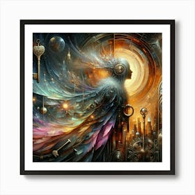 Woman With Wings And Keys Art Print