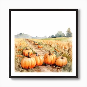 Pumpkin Patch Watercolour Art Print