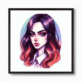 Girl With Long Hair Art Print