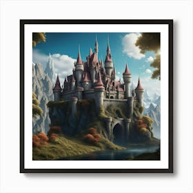 Majestic castle near the river Art Print