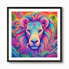 Psychedelic Lion 1 Art Print